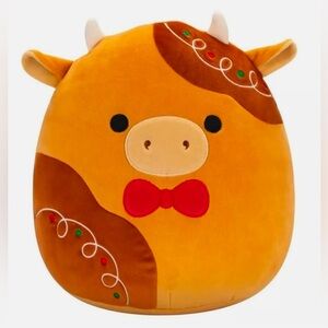 NEW!!! Squishmallows Jericho The Gingerbread Cow Holiday Plush Toy- (NWT)